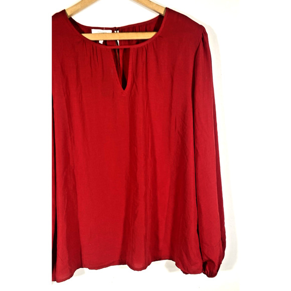 Maurices Tunic Top Size Large Red Silky Satin Holiday Party Peasant Romantic NEW - Picture 5 of 12